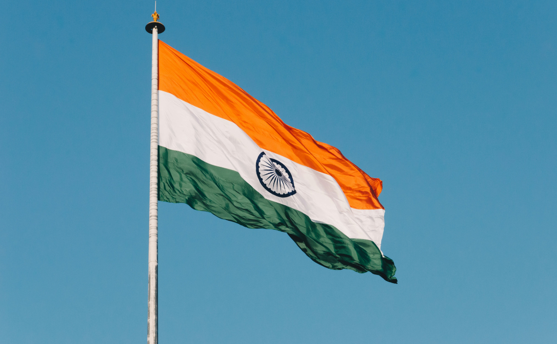 Indian flag waving in wind